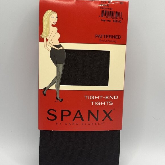 SPANX by Sara Blakely Tight-End Tights Black Diamond Foil (951), Size B - Picture 2 of 5